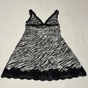 Victoria’s Secret Black  White Zebra Lingerie Slip Nightie S Small Animal Print